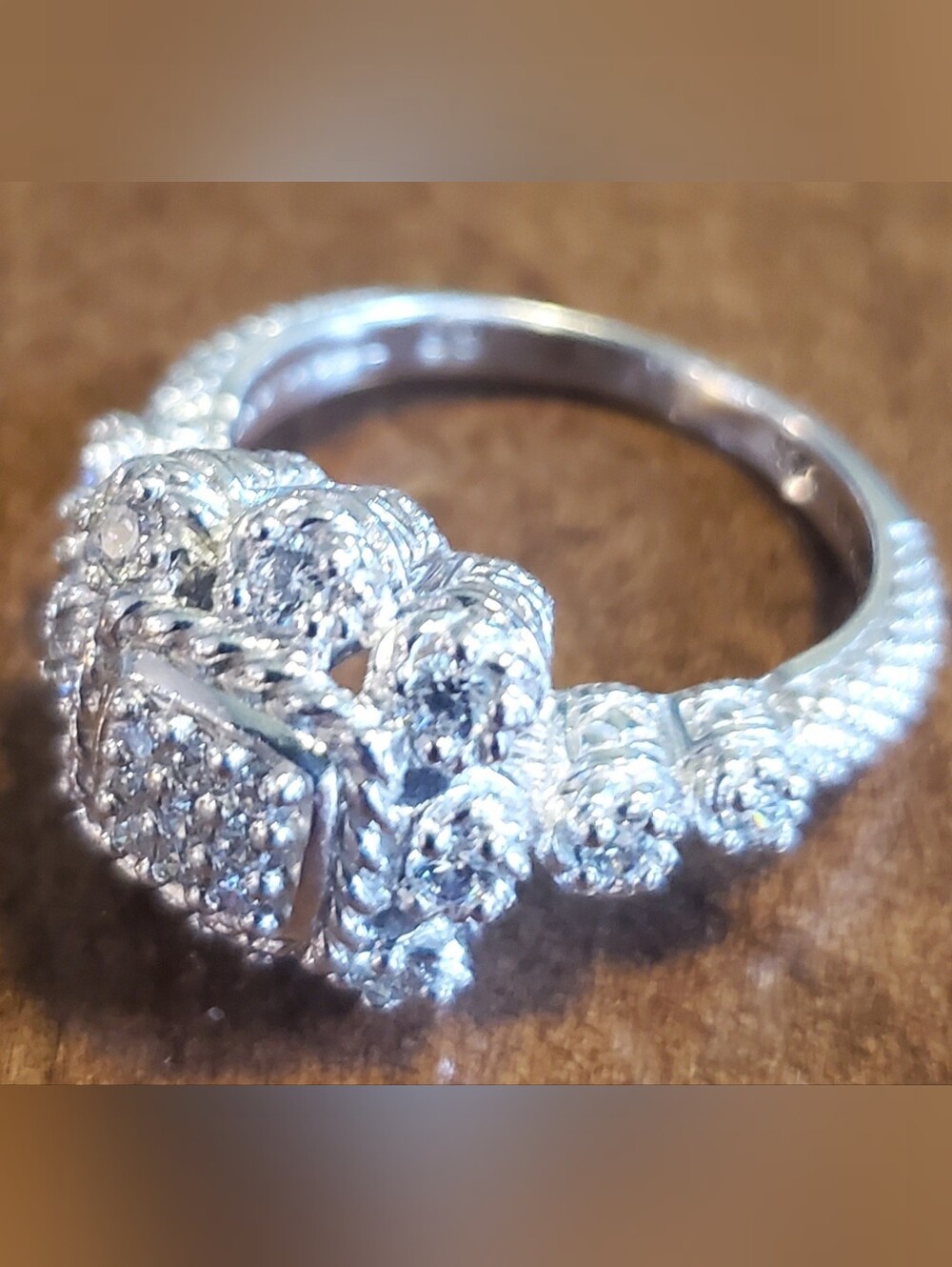 Judith Ripka 925 Sterling Silver CZ Cluster Flower Ring Size 11